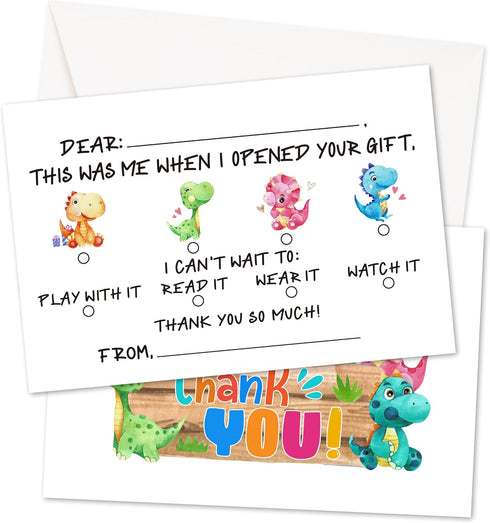 HMJKL Dinosaur Thank You Cards Fill In The Blank, Dino Thank You Notes
