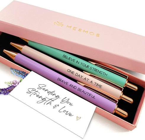MESMOS 3Pk Fancy Pens for Women, Ballpoint Pens, Get Well Soon Gifts, Breast Cancer Survivor Comfort Items for Cancer