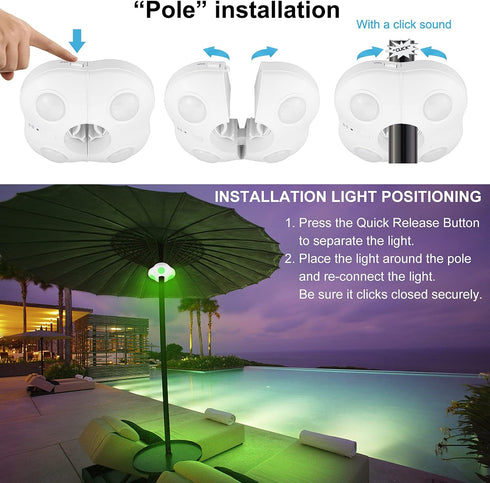 12 Dimmer, BIGMONAT Battery Operated Patio Umbrella Light, Outdoor LED Table Umbrella Lights with Remote, Color
