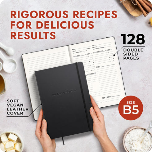 Bakers Recipe Book, Write Your Own Recipes & Record Details, Soft Vegan Leather, 128 Pages
