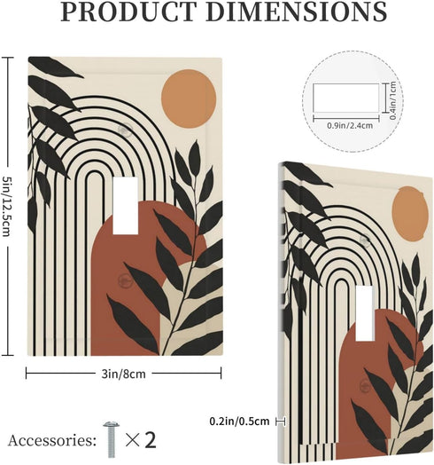 Abstract Boho Mid Century Decorative Light Switch Plate, 1 Gang Wall Cover for Home Electrical Switchplate Decor