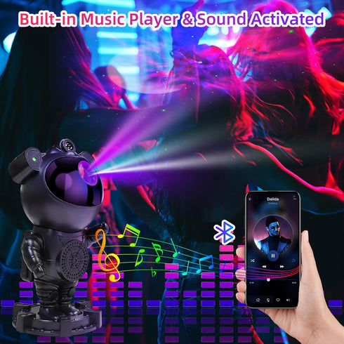 360 Star Projector Astronaut Galaxy Projector - Bluetooth Speaker, White Noise,Moon Nebula Night Light for Bedroom