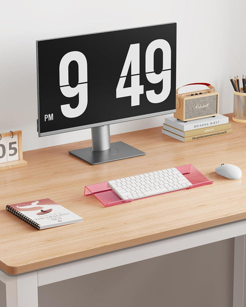Ergonomic Computer Keyboard Stand for Desktop (Clear Pink), Keyboard Tilted Elevated Rack Key Board Holder Riser Stand
