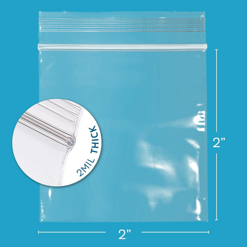 CLEAR PLASTIC RECLOSABLE ZIP BAGS - Bulk GPI Pack Of 100 2" x 2" 2 mil Thick Strong Poly Baggies With Resealable Zip Top Lock For Pills, Meds, Jewelry, Travel, Storage, Packaging & Shipping. by GPI