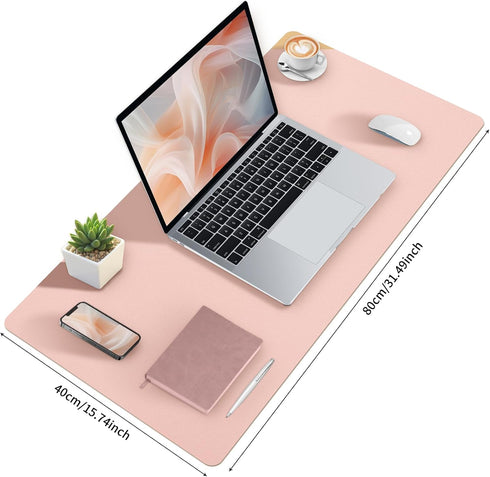 Blossoms Pink Desk Mat, Large Waterproof Non-Slip Leather Desk Pad for Keyboard and Mouse, 31.5×15.7 Inches