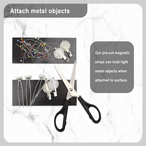Magnetic Strips with 3M Strong Adhesive Backing, Heavy Duty Magnet Tape for Refrigerator, Whiteboard, Most Surfaces