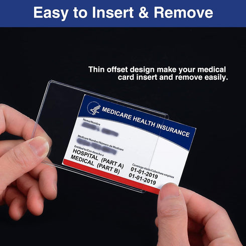 5 Pack 12Mil Sooez New Medicare Card Holder Protector Sleeves, Clear PVC Soft Water Resistant Medicare Card Protector
