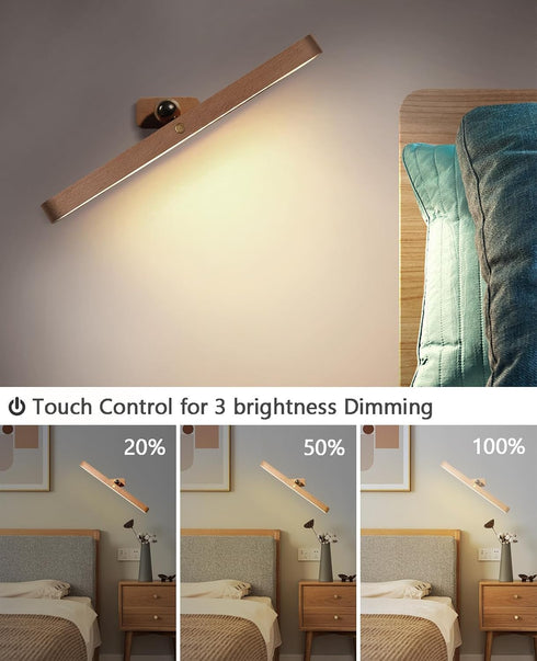2000mah Chilvane Wall Lights for Bedroom Battery Operated Wall Sconce Lamp Vanity Light Magnetic Aesthetic Wooden Big