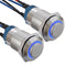 APIELE 12mm Latching Push Button Switch (Pcs of 2) - High Round Head Stainless Steel with Ring LED (Blue)