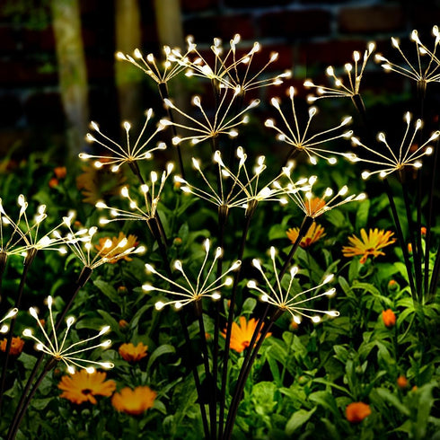 Solar Garden Lights 2 Pack Twinkling Solar Firework Lights with 2 Modes