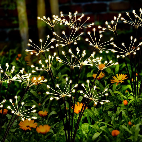 Solar Garden Lights 2 Pack Twinkling Solar Firework Lights with 2 Modes
