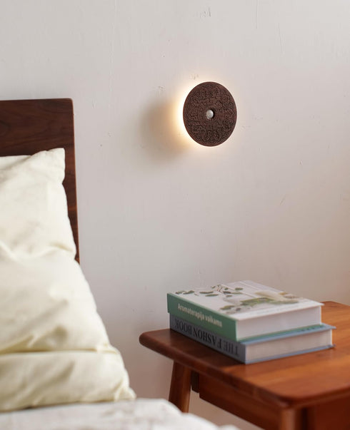 Motion Sensor Night Light Wood USB Rechargeable Stick-On Step Lights Magnetic Small Wall Lights for Hallway Bedroom