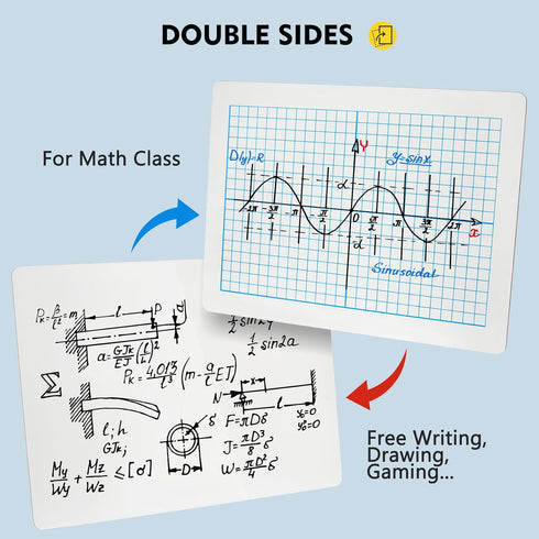 Magicfly Small White Board Grid, 9"x12" Mini Math Whiteboard for Students with 20 Pens and 16 Erasers