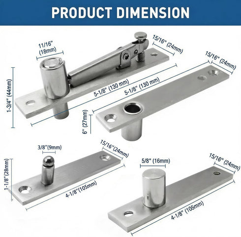 360 TamBee Door Pivot Hinges Heavy Duty Hinges for Wood Doors Degree Shaft Stainless Steel Pivot Hinge System