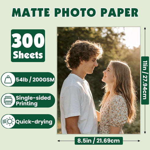 NUITPY 300 8.5in 11in Menus(200gsm 54lb) Sheets Matte Photo Paper, x Inkjet Photo Printer Paper, Picture Paper
