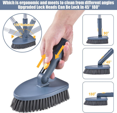 Brush,4 1 54.7'' Shower Cleaning in Tile Tub Shower Scrubber with Long Handle Stiff Bristles Sponge Brush Grout Brush