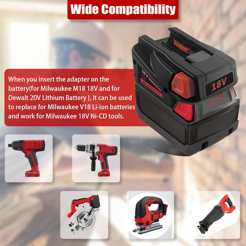 M18 to V18 Adapter for Milwaukee 18V V18 NI-CD Tool, Convert Dewalt 20V 60V MAX XR to Milwaukee V18 Cordless Tools
