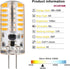 G4 LED Bulbs 12V 3W Bi-Pin, 48 3014 SMD, 20W Halogen Replacement, Silicone Coated, 220 Lumens, 10 Count