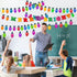 Haooryx 105Pcs Colorful Light Banner Bulletin Board Set, Patterned Paper Cut-Outs for Holiday Party Classroom