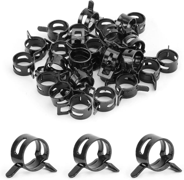 MroMax 30Pcs 0.47"(12mm) ID Spring Band Hose Clamps, Black Hose Clamp for 1/2" OD Fuel Line, Silicone Vacuum Hose