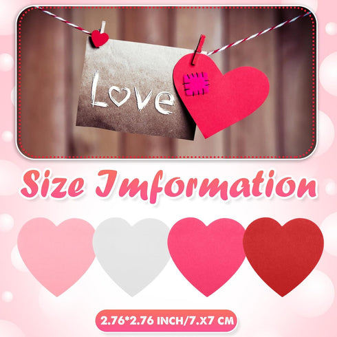 Kosiz 4800 Sheets Valentine's Day Heart Shape Sticky Note 3 x 3 Inch, 4 Colors Red Pink Cute Memo Pads for School Office