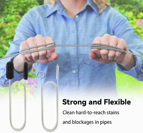 Flexible Drain Brush, 66 Inch Long Double Ended Hose Pipe Cleaners, 58 Inch Tube Cleaning Brush, 2 Pack 8 Inch Straw