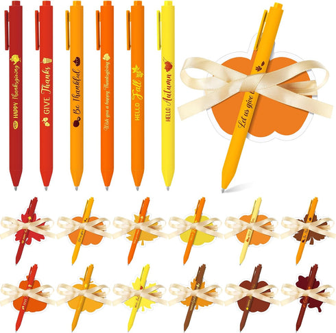 Pasimy 24 Set Fall Sticky Notes and Pens Set - Classroom Gifts, Fall Party Favors, Thanksgiving Pens, Pumpkin Maple