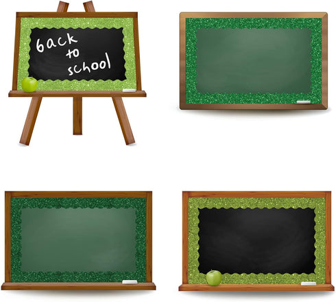 Whaline 131.2ft St. Patrick's Day Bulletin Board Borders, 4 Rolls Glitter Green Die-Cut Trim for Classroom Decor