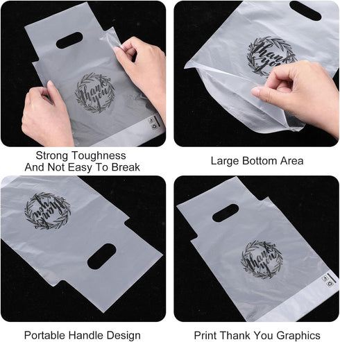 zisiueel 1000 Count 1 Packaging 11 6.3 Inch Thank You Handle Drinking Bags Cup Handle Drink Carriers Plastic Poly Bags