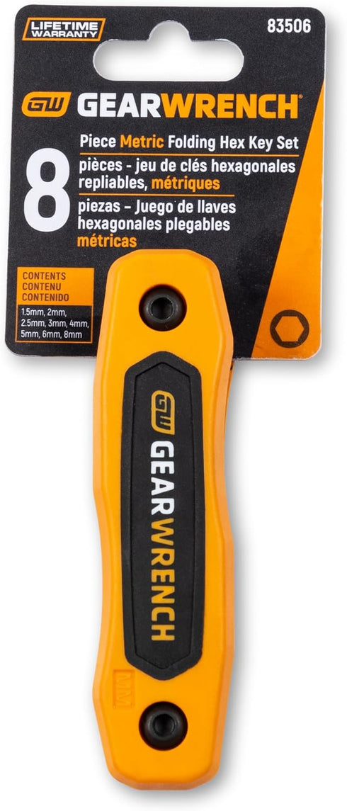 GEARWRENCH 8 Piece Folding Hex Key Set, Metric - 83506