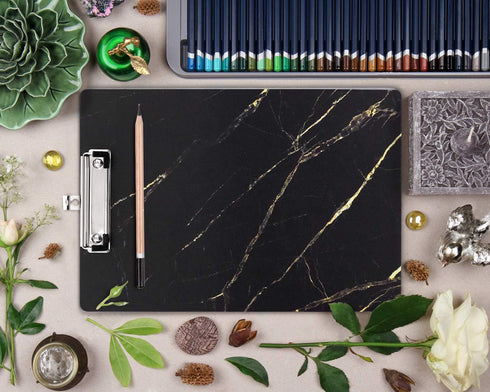 WAVEYU Hardboard Office Clipboard, Decorative Marble Design Clipboard for Students and Office Use
