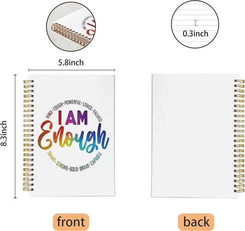 Inspirational Notebook, I am Enough Journal, Affirmation Journal, Inspirational Quotes Spiral Notebook Journal, 5.5x8.3