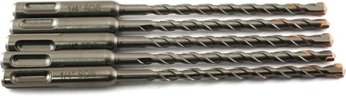 TEMO 5 pc SDS-Plus Rotary Hammer Drill Bit Set (1/4x 4 x 6 Inch) for Concrete, Cement, Stone