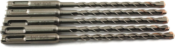 TEMO 5 pc SDS-Plus Rotary Hammer Drill Bit Set (1/4x 4 x 6 Inch) for Concrete, Cement, Stone