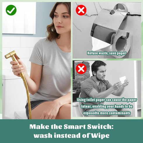 SHENLIU Gold Handheld Toilet Bidet Sprayer for Toilet, Adjustable Water Pressure Control with Bidet Hose for Feminine