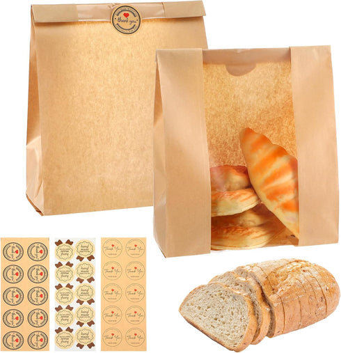 wutfuooo 150 Pack Bread Bags for Homemade Bread Sourdough Bag with Window, Large