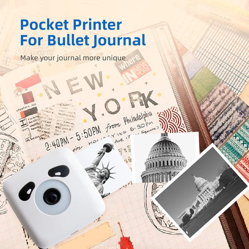 vretti Portable Thermal Printer TP6S, Bluetooth Mini Pocket Printer for Android & iOS, 300DPI
