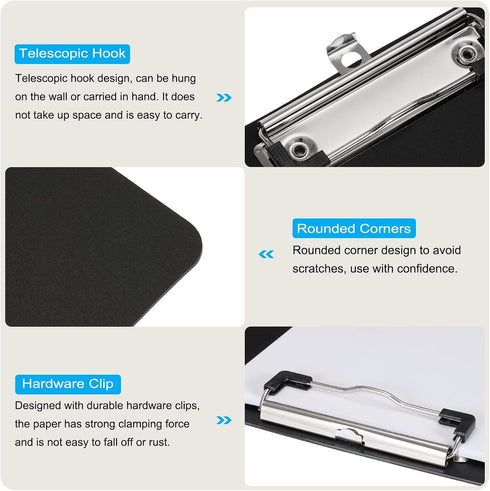 PATIKIL 12.4 x 8.86 Inch Clipboard Landscape, 2 Pack A4 Plastic Office Clipboards for Drawing and Sketching, Black