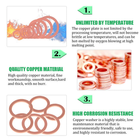 Keadic 320Pcs Copper Flat Washers Assortment Kit, M6 M8 M10 M12 M14 M16 M18 M20