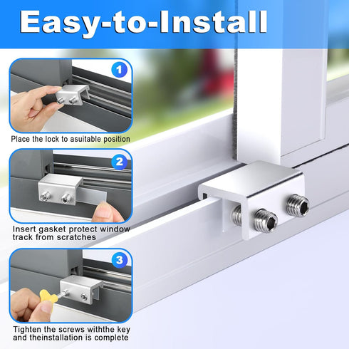 HYIEOU (2 Sets), Sliding Window Locks Secure Window Lock with Key, Window Locks for Up and Down Windows & Horizontal