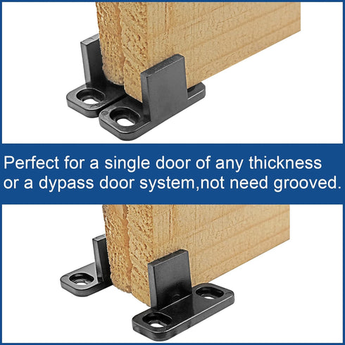 Black Sliding Barn Door Floor Guides, 4-Pack Plastic Bypass Door Guide Hardware