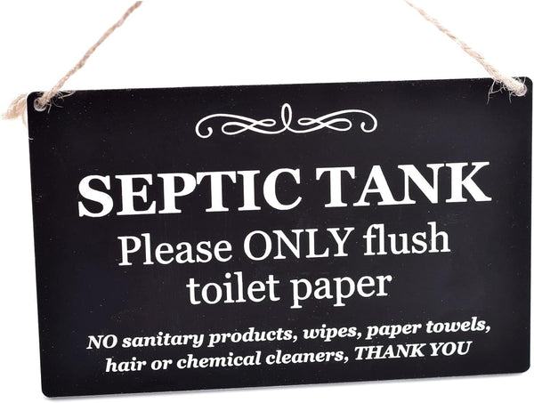 Stylish Black and White SEPTIC TANK Sign | Notice for Toilet | Bathroom | W.C