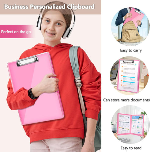 Clipboard with Storage, Heavy Duty Clip Boards 8.5x11 with 2 Storage Cases, Side Opening Clipboards for Office Supplies