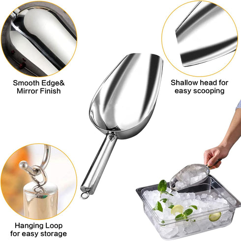 Egiriouth 3 OZ) Metal Ice ScoopKitchen Ice Scooper for Ice Maker,Stainless Steel Small Ice Scooper for FreezerKitchen