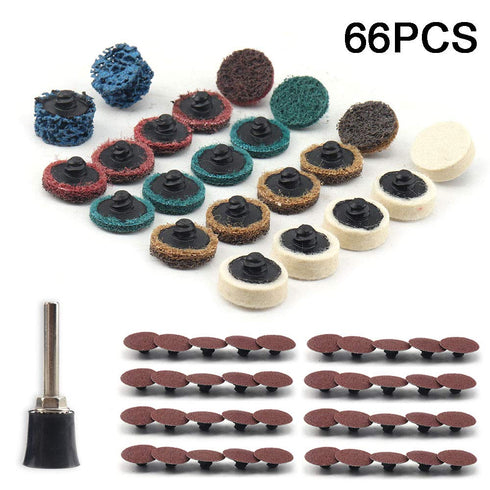 68Pcs 1 inch Set 1/4'' Quick Change Sanding Discs Fine Medium Coarse Grit Surface Conditioning Discs R Type Quick