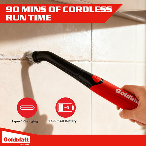 18-Piece Goldblatt Cordless Electric Spin Scrubber Kit, Power Scrubber with Battery Indicator Light, Waterproof