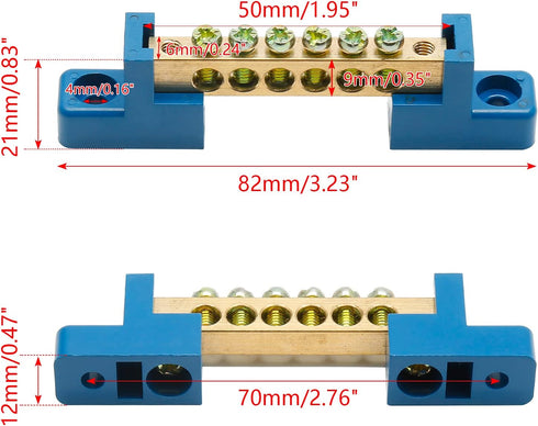 10Pcs Ground Bus Bar Terminal Block, Terminal Positions Wire Screw Terminal Brass Electrical Grounding Bars Block by Bonsicoky