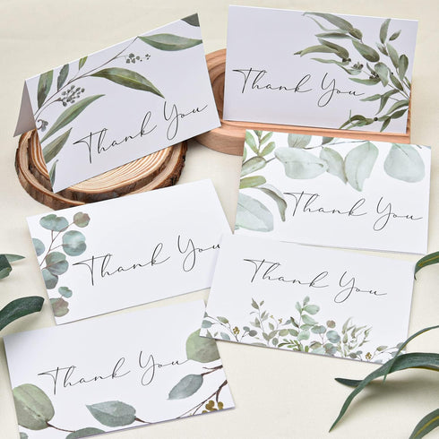 50 Pack Stickers.6 4x6 Crisky Greenery Thank You Greeting Cards with Envelopes & Design Watercolor Greenery Greeting