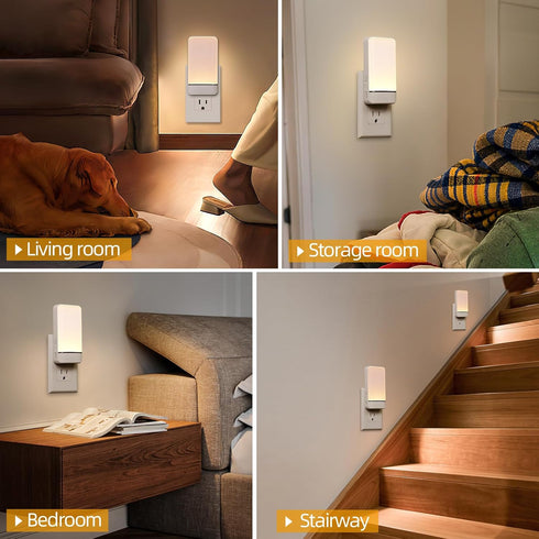 2PK Dawnrise Night Lights Plug into Wall, Invisible Motion Sensor Night Light, Soft Warm or Cool White Selectable