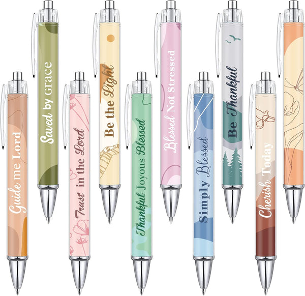 Tinlade 10 Pieces Christian Pens for Women, Inspirational Quotes Ballpoint Pens, Funny Office Pens for Coworkers
